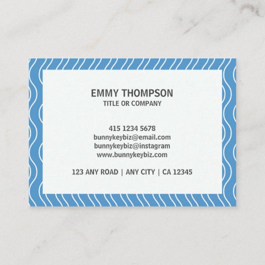 パステルブルーウェーブQRスキャン会社の名刺 名刺 (裏面)