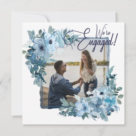 パステルブルーウォーターカラーバラエレガント婚約 (正面)