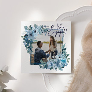 パステルブルーウォーターカラーバラエレガント婚約