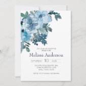 パステルブルーウォーターカラーバラフローラブライダルシャワー (正面)