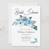 パステルブルーウォーターカラーバラフローラブライダルシャワー (正面)