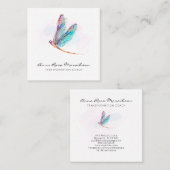 *～*パステルブルーウォーターカラーピンクトンボビジネス スクエア名刺 (正面/裏面)