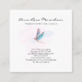 *～*パステルブルーウォーターカラーピンクトンボビジネス スクエア名刺 (裏面)