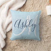 パステルブルーエッジグラデーショングリッターモノグラム クッション (ブランケット)