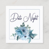 パステルブルーエレガントバラズ結婚デイトナイトカード スクエア名刺 (正面)