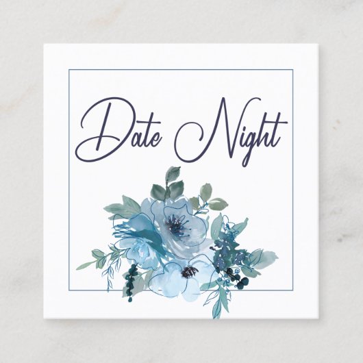 パステルブルーエレガントバラズ結婚デイトナイトカード スクエア名刺 (正面)