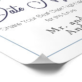 パステルブルーエレガントバラズ結婚デイトナイトサイン ポスター (角)