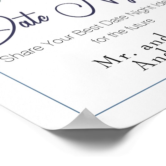 パステルブルーエレガントバラズ結婚デイトナイトサイン ポスター (角)