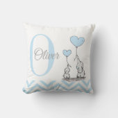 パステルブルーエレファントパーソナライズされた男の赤ちゃん枕 クッション (正面)