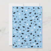 パステルブルーオレンジハロウィーン幽霊ボーイ誕生日イン 招待状 (裏面)