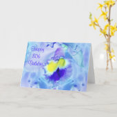 パステルブルーオーキッドハッピー80誕生日ウィッシュ カード (黄色い花)