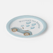 パステルブルーカー&バルーンボーイズ誕生日パーティー –  ペーパープレート (アングル)