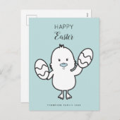 パステルブルーキュートイースターシック&エッグスイラストレーション シーズンポストカード (正面/裏面)