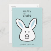 パステルブルーキュートイースターバニーイラストレーション シーズンポストカード (正面/裏面)