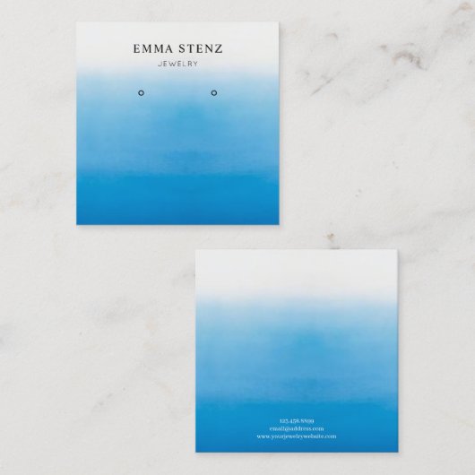パステルブルーグラデーションビーチテーマイヤリングディスプレイカード スクエア名刺 (正面/裏面)