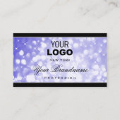 パステルブルーグリッタースパークルスターズとロゴブラック 名刺 (正面)