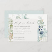 パステルブルーグリーンフォージフレーム結婚の詳細 エンクロージャーカード (正面/裏面)