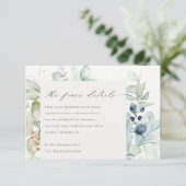 パステルブルーグリーンフォージフレーム結婚の詳細 エンクロージャーカード (スタンド正面)