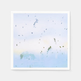 パステルブルーグリーンフローラリーフデザイン紙ナプキン スタンダードカクテルナプキン