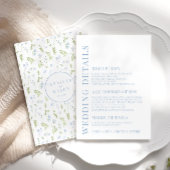 パステルブルーグリーンフローラ結婚の詳細カード エンクロージャーカード