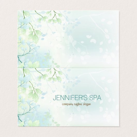 パステルブルーグリーン春ブロッサムビジネスカード 名刺 (外部フラット)