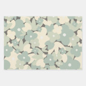 パステルブルーグレーフローラカントリーコテージプレイド ラッピングペーパーシート (正面3)