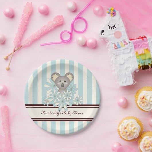 パステルブルーコアラ子供の誕生日/ボーイベビーシャワー ペーパープレート (パーティー)