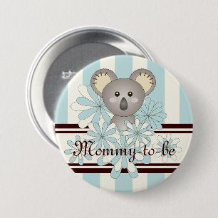 パステルブルーコアラMommy-to-be-Boy Baby Shower 缶バッジ