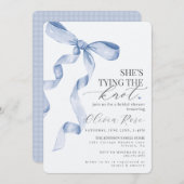 パステルブルーコケットボウブライダルシャワー招待状 (正面/裏面)