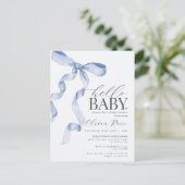 パステルブルーコケットボーガールベビーシャワー招待状 ポストカード (スタンド正面)