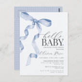 パステルブルーコケットボーガールベビーシャワー招待状 ポストカード (正面/裏面)