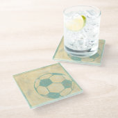 パステルブルーサッカーボールバイチャリティリアザリス ガラスコースター (アングル)