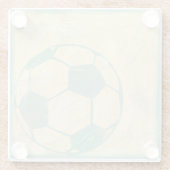 パステルブルーサッカーボールバイチャリティリアザリス ガラスコースター (裏面)