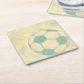 パステルブルーサッカーボールバイチャリティリアザリス スクエアペーパーコースター (アングル)