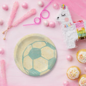 パステルブルーサッカーボールバイチャリティリアザリス ペーパープレート (パーティー)