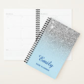 パステルブルーシルバーグラデーショングリッターパーソナライズされた プランナー手帳 (ディスプレー)