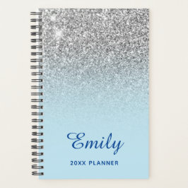 パステルブルーシルバーグリッターオンブレ オーダーメイド プランナー手帳