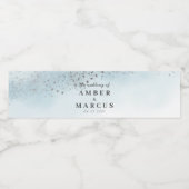 パステルブルーシルバーフェアリータ結婚ーレ ペットボトルラベル (シングルラベル)