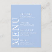 パステルブルーシンプルホワイトフローラ結婚のメニューカード エンクロージャーカード (正面)