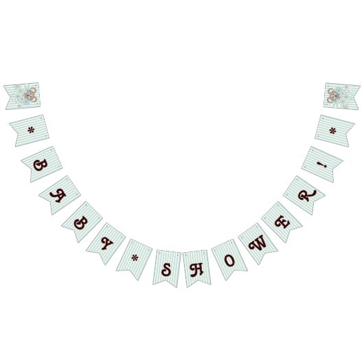 パステルブルーストライプかわいいコアラボーイベビーシャワー バンティングフラッグ (全)