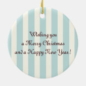 パステルブルーストライプベビーかわいいカラキッズクリスマス セラミックオーナメント (裏面)