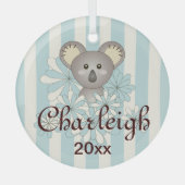 パステルブルーストライプベビーかわいいカラキッズ ガラスオーナメント (正面)