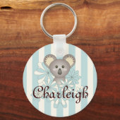 パステルブルーストライプベビーかわいいカラキッズ キーホルダー (正面)