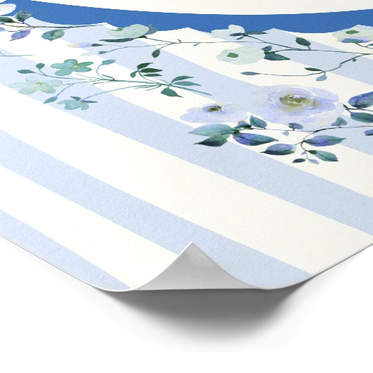 パステルブルーストライプリースベビーシャワーウェルカムサイン ポスター (角)