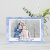 パステルブルースパークルスノー《写真》ぼけ味クリスマスフォト シーズンカード (スタンド正面)