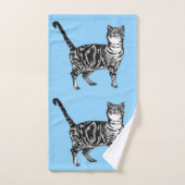 パステルブルータビー猫と少女アートタオルセット バスタオルセット (ハンドタオル)