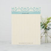 パステルブルーダマスアンドベージュストライプズ レターヘッド (スタンド正面)