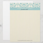 パステルブルーダマスアンドベージュストライプズ レターヘッド (正面/裏面)