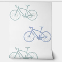 パステルブルーティール（緑がかった色）及びホワイトエレガントヴィンテージ自転車 壁紙