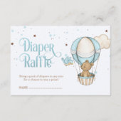 パステルブルーテディベアエアバルーンおむつラッフル エンクロージャーカード (正面)
